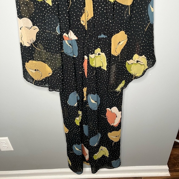 ZARA Georgette Floral Polka Dot Wide Leg Boho Jumpsuit - Picture 4 of 9